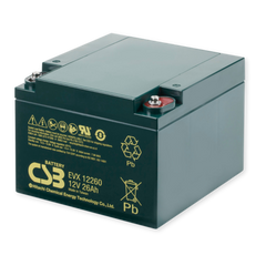 CSB Battery EVX Series 12V 26Ah @ 20 Hr Rate Top Bolt Terminal AGM VRLA Battery