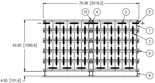 Stryten E-Series Absolyte AGP 90G15 120V 608 Ah @ 8 Hr Rate 2-Stack 6W x 5H PTR NTL Medium Rate Battery System