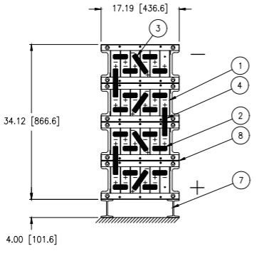 Stryten E-Series Absolyte AGP 50G05 48V 104 Ah @ 8 Hr Rate 1-Stack 6W x 4H PBR NTR FR Low Rate Battery System