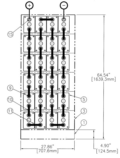 C&D msEndur II AT-17P 48V 920Ah @ 8 Hr Rate 1.300 SPG 1-Stack 4W x 6H PTL NTR Battery System