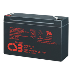 CSB Battery GP Series 6V 12Ah @ 20 Hr Rate Top Terminal F2 Tab AGM VRLA Battery
