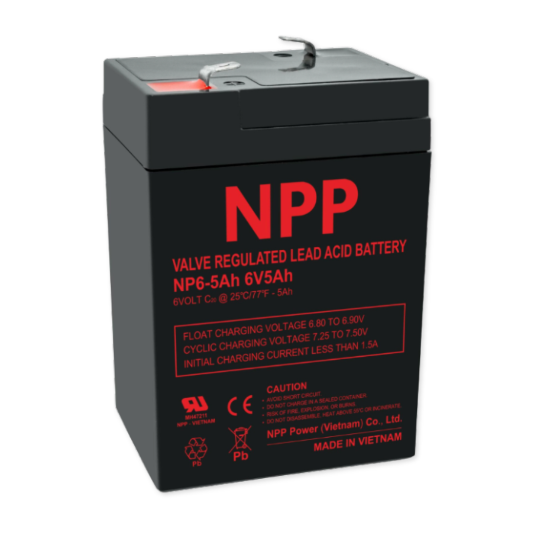 NPPower NP General Purpose Series 6V 5Ah @ 8 Hr Rate 1.300 SPG ABS-FR AGM VRLA Battery