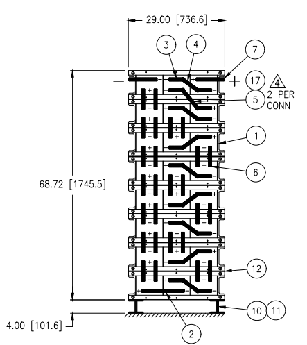 Stryten E-Series Absolyte AGP 100G21 48V 1000 Ah @ 8 Hr Rate 1-Stack 3W x 8H PTR NTL FR Low Rate Battery System