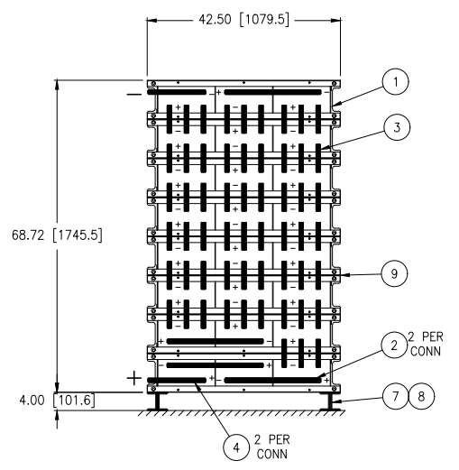 Stryten E-Series Absolyte AGP 100G33 48V 1600 Ah @ 8 Hr Rate 1-Stack 3W x 8H PBL NTL FR Low Rate Battery System