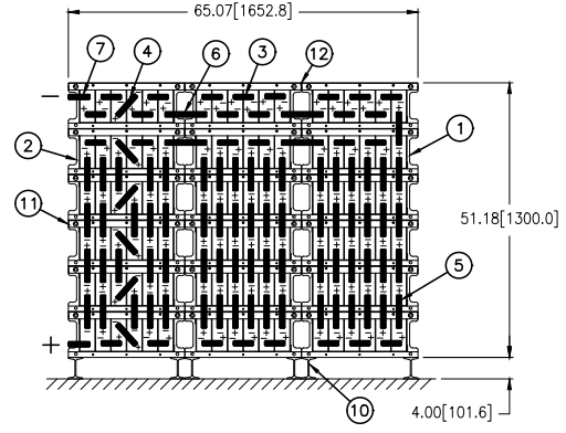 Stryten E-Series Absolyte AGP 90G07 216V 256 Ah @ 8 Hr Rate 3-Stack 6W x 6H PBL NTL FR Medium Rate Battery System