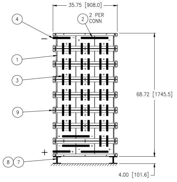 Stryten E-Series Absolyte AGP 100G27 48V 1296 Ah @ 8 Hr Rate 1-Stack 3W x 8H PBL NTL FR Low Rate Battery System