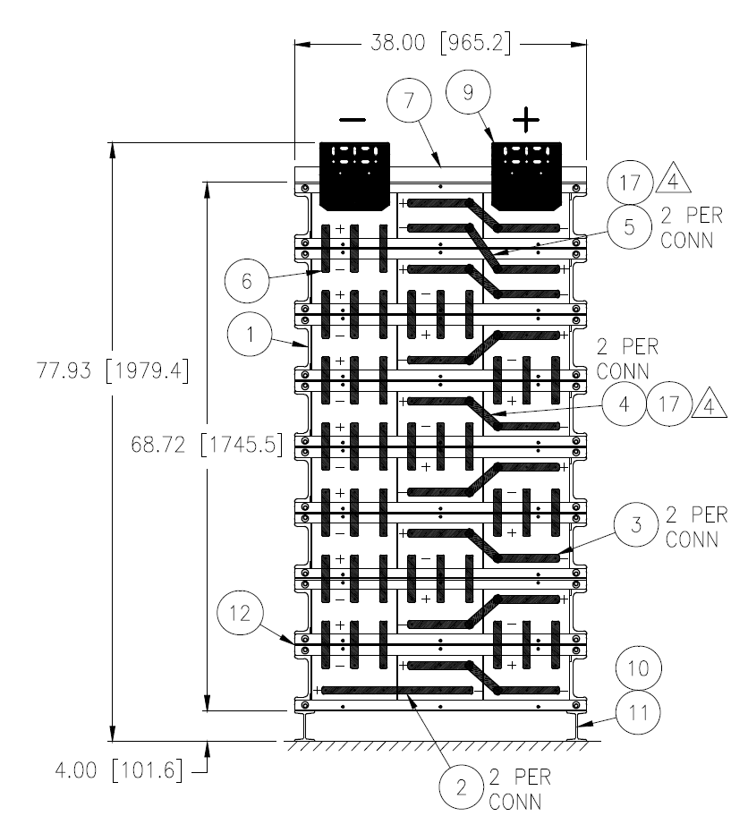 Stryten E-Series Absolyte AGP 100G29 48V 1400 Ah @ 8 Hr Rate 1-Stack 3W x 8H PBR NTL FR Low Rate Battery System w/ Top Vertical Terminations