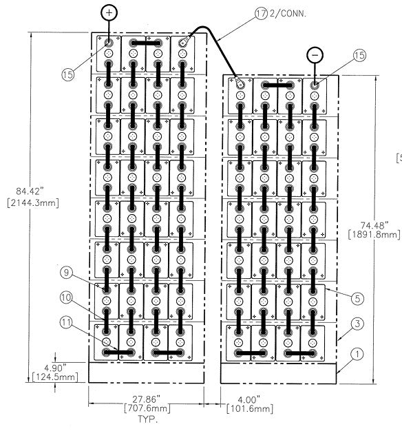 C&D msEndure II 120V 920Ah 1 Stack 8H x 4W and 1 Stack 7H x 4W PTL NTR Battery System