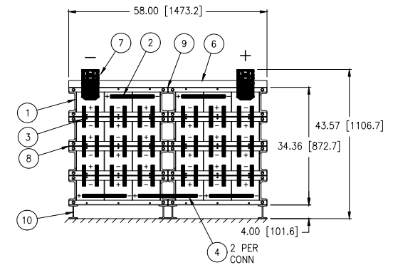 Stryten E-Series Absolyte AGP 100G21 48V 1000 Ah @ 8 Hr Rate 2-Stack 3W x 4H PTL NTR FR Low Rate Battery System w/ Top Vertical Terminations