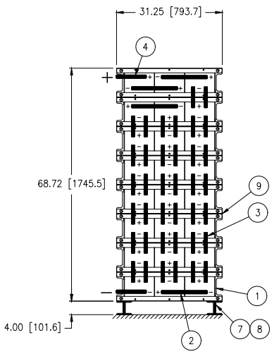 Stryten E-Series Absolyte AGP 100G23 48V 1096 Ah @ 8 Hr Rate 1-Stack 3W x 8H PTL NBL FR Low Rate Battery System