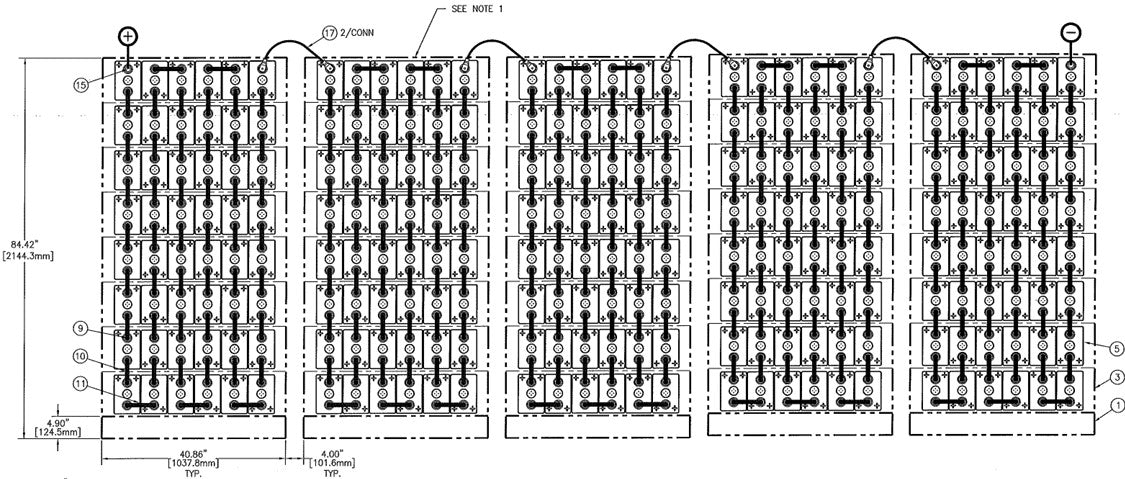 C&D msEndure II 480V 840Ah 5 Stacks 8H x 6W PTL NTL Battery Systems