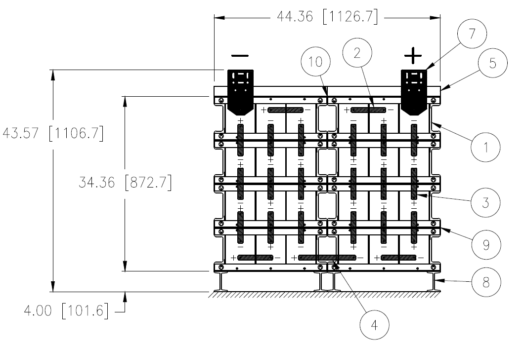 Stryten E-Series Absolyte AGP 100G15 48V 696 Ah @ 8 Hr Rate 2-Stack 3W x 4H PTR NTL FR Low Rate Battery System w/ Top Vertical Terminations