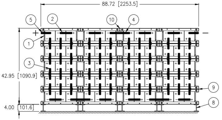 Stryten E-Series Absolyte AGP 100G15 120V 696 Ah @ 8 Hr Rate 4-Stack 3W x 5H PTL NTR FR Medium Rate Battery System