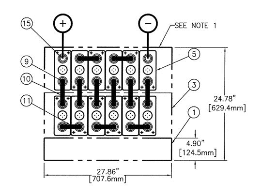 C&D msEndure II 24V 480Ah  2H x 6W PTL NTR Battery System