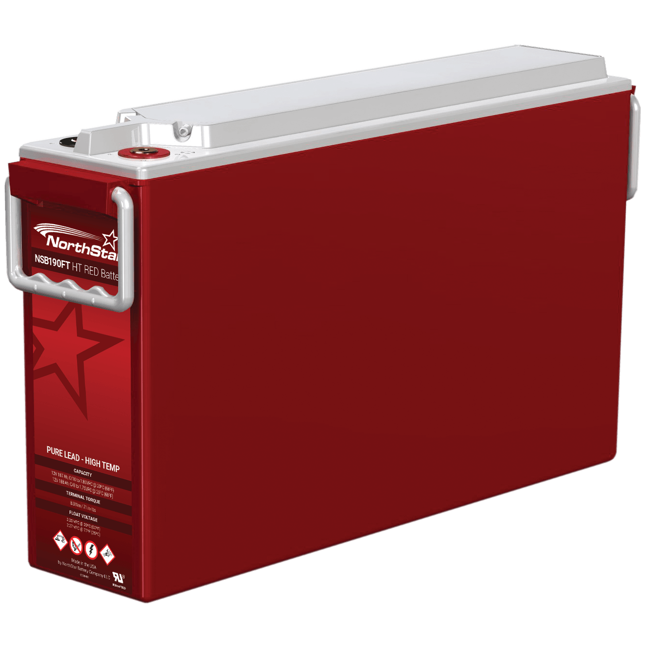 NorthStar NSB HT Red 12V 188Ah @ 8 Hr Rate 1.3 SPG ABS TPPL High Temp Front Terminal VRLA Battery