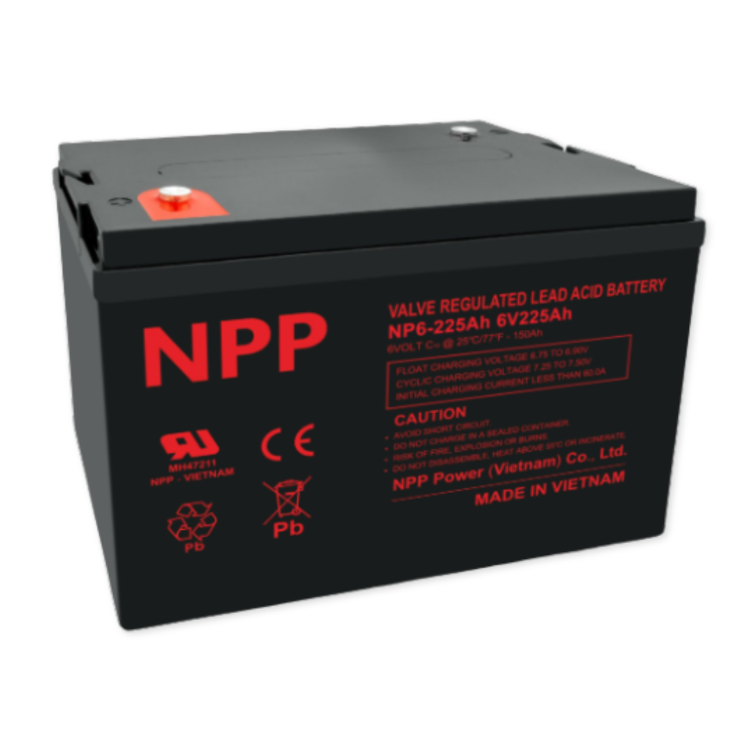 NPPower NP General Purpose Series 6V 225Ah @ 8 Hr Rate 1.300 SPG ABS-FR AGM VRLA Battery