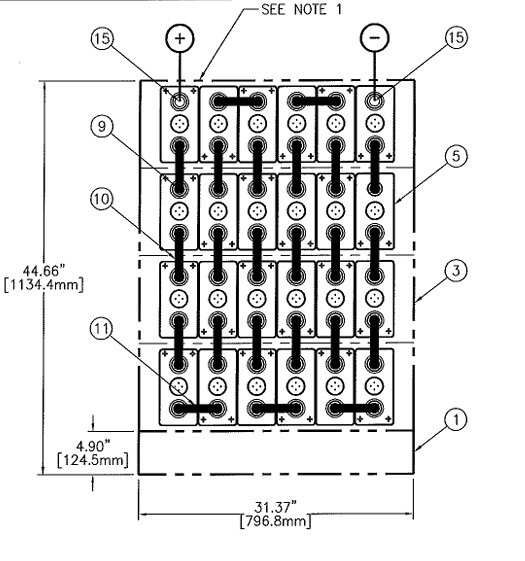 C&D msEndur II AT-13P 48V 640Ah @ 8 Hr Rate 1.300 SPG 1-Stack 6W x 4H PTL NTR Battery System