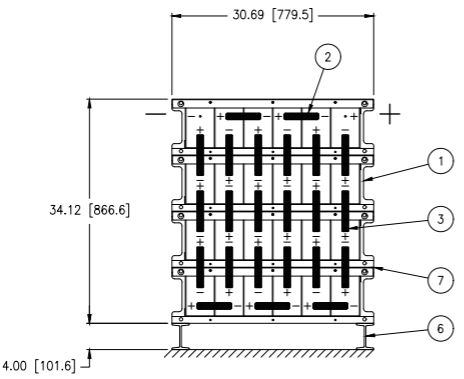 Stryten E-Series Absolyte AGP 90G11 48V 432 Ah @ 8 Hr Rate 1-Stack 6W x 4H PTR NTL FR Low Rate Battery System