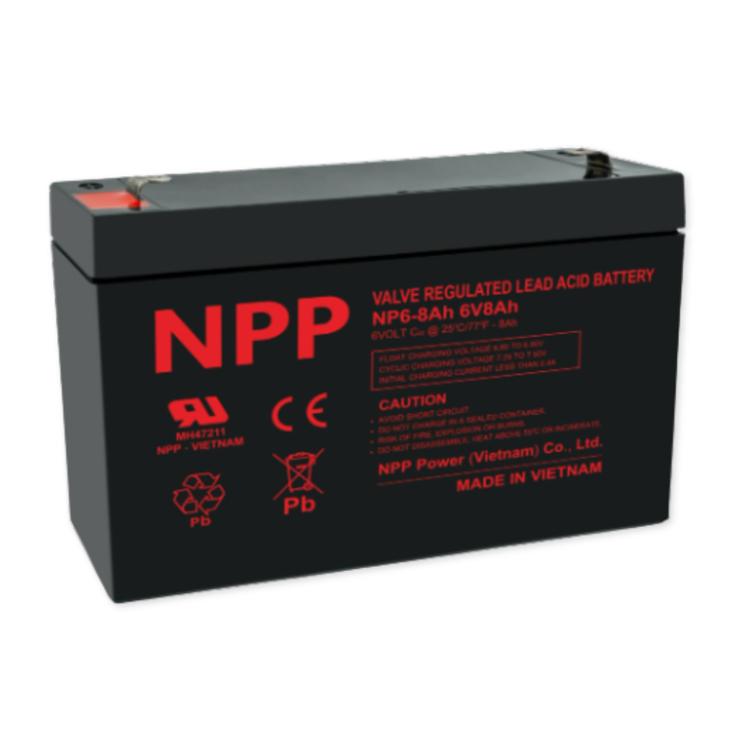 NPPower NP General Purpose Series 6V 8Ah @ 8 Hr Rate 1.300 SPG ABS-FR AGM VRLA Battery