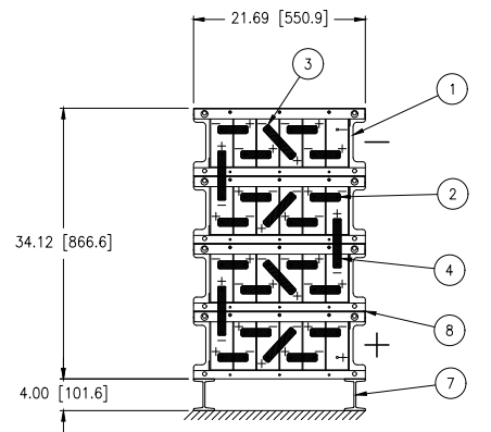 Stryten E-Series Absolyte AGP 90G07 48V 256 Ah @ 8 Hr Rate 1-Stack 6W x 4H PBR NTR FR Low Rate Battery System