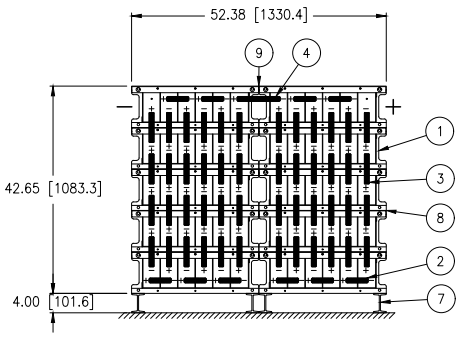 Stryten E-Series Absolyte AGP 50G09 120V 208 Ah @ 8 Hr Rate 2-Stack 6W x 5H PTR NTL FR Low Rate Battery System