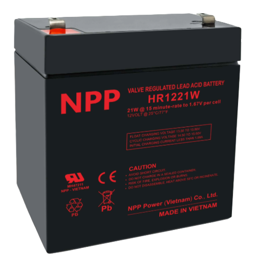 NPPower HR High Rate 12V 21WPC @ 15 Min Rate 1.300 SPG ABS-FR T2 Terminals AGM VRLA Battery