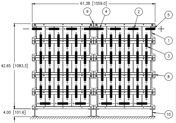 Stryten E-Series Absolyte AGP 90G11 120V 432 Ah @ 8 Hr Rate 2-Stack 6W x 5H PTR NTL FR Medium Rate Battery System