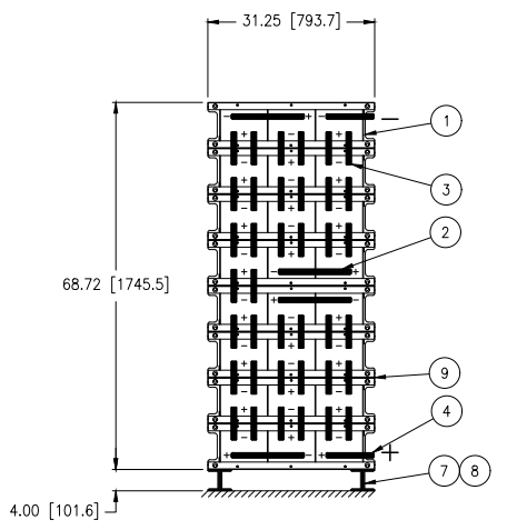 Stryten E-Series Absolyte AGP 100G23 48V 1096 Ah @ 8 Hr Rate 1-Stack 3W x 8H PBR NTR FR Low Rate Battery System