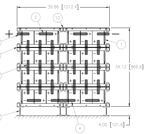 Stryten E-Series Absolyte AGP 100G13 48V 600 Ah @ 8 Hr Rate 2-Stack 3W x 4H PTL NTR FR Low Rate Battery System