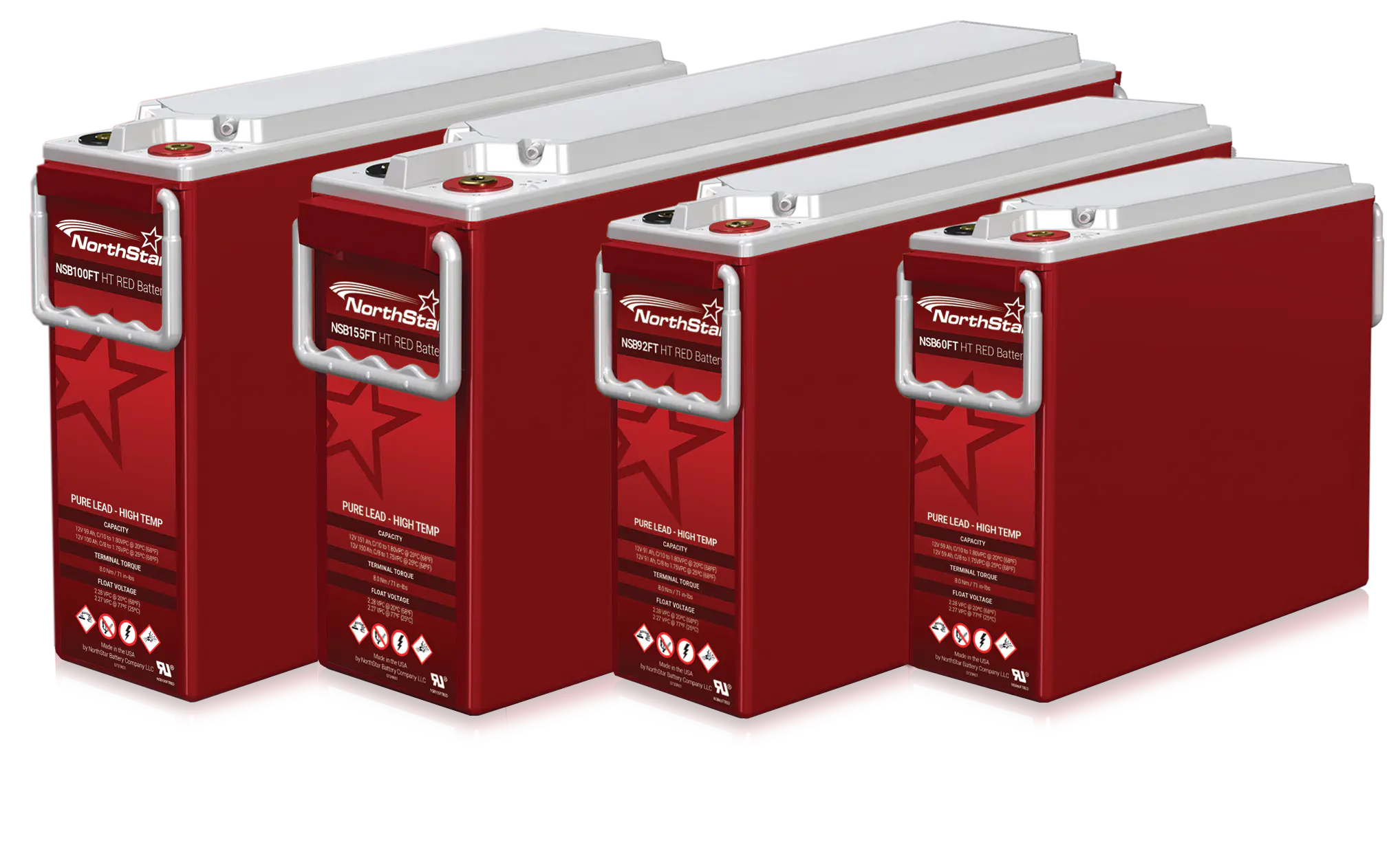 NorthStar NSB HT Red 12V 150Ah @ 8 Hr Rate 1.3 SPG ABS TPPL High Temp Front Terminal VRLA Battery