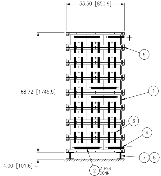 Stryten E-Series Absolyte AGP 100G25 48V 1200 Ah @ 8 Hr Rate 1-Stack 3W x 8H PTR NBR FR Low Rate Battery System