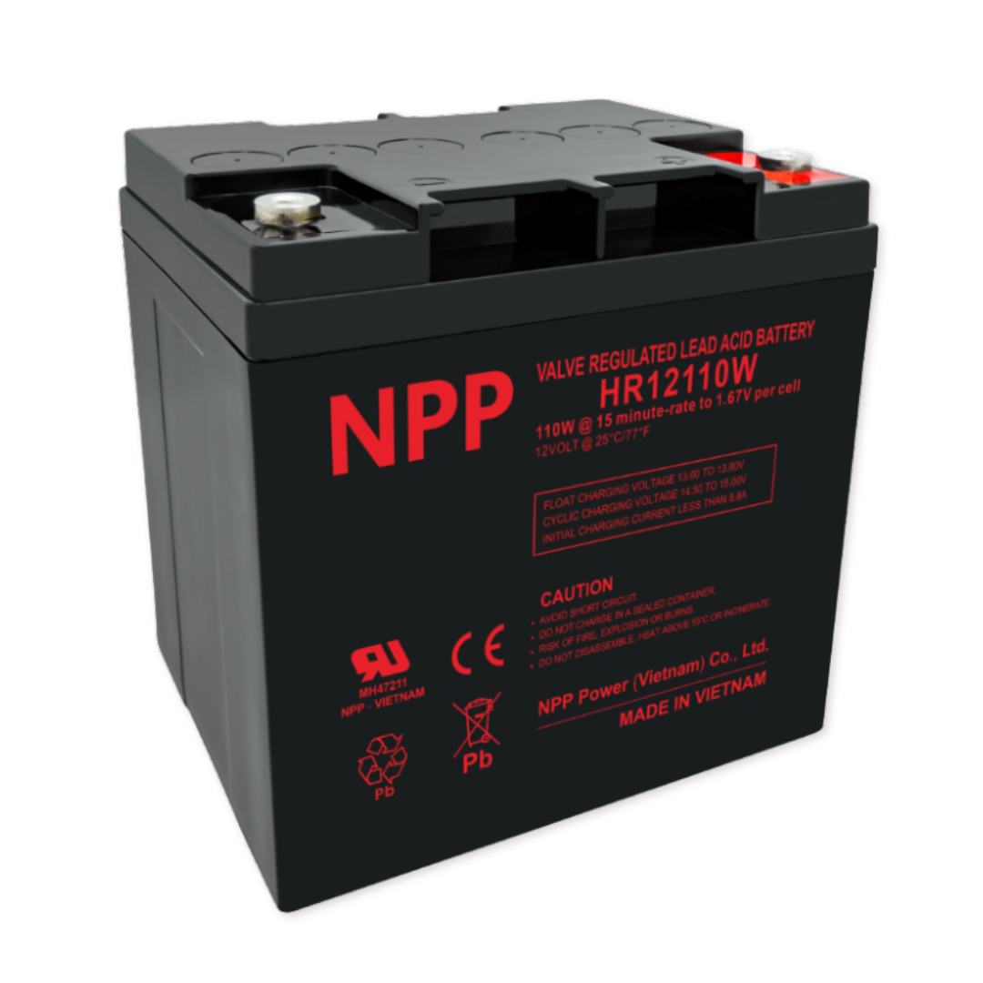 NPPower HR High Rate 12V 100WPC @ 15 Min Rate 1.300 SPG ABS-FR AGM VRLA Battery