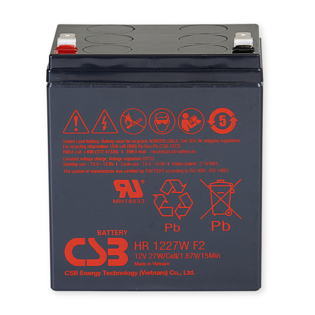 CSB Battery High Rate 12V 27WPC @ 15 Min Rate Flame Retardant Top Terminal F2 Tab AGM VRLA Battery