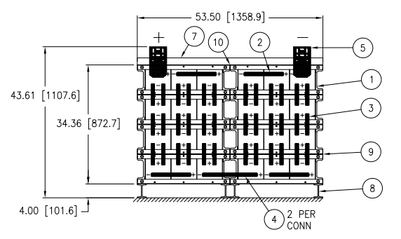 Stryten E-Series Absolyte AGP 100G19 48V 896 Ah @ 8 Hr Rate 2-Stack 3W x 4H PTL NTR FR Low Rate Battery System w/ Top Vertical Terminations