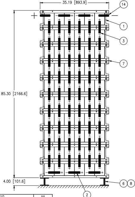 Stryten E-Series Absolyte AGP 90G13 120V 520 Ah @ 8 Hr Rate 1-Stack 6W x 10H PTL NTR FR Medium Rate Battery System