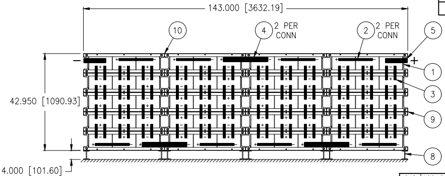 Stryten E-Series Absolyte AGP 100G27 120V 1296 Ah @ 8 Hr Rate 4-Stack 3W x 5H PTR NTL FR Medium Rate Battery System