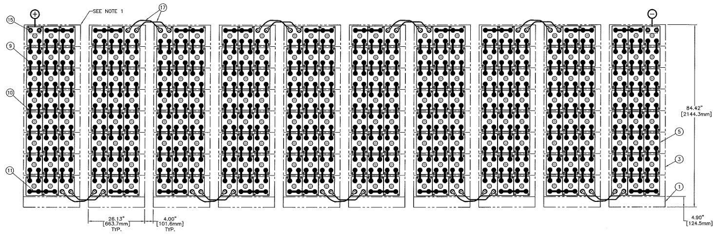 C&D msEndure II 480V 1080Ah 10 Stacks 8H x 3W PTL NTR Battery System