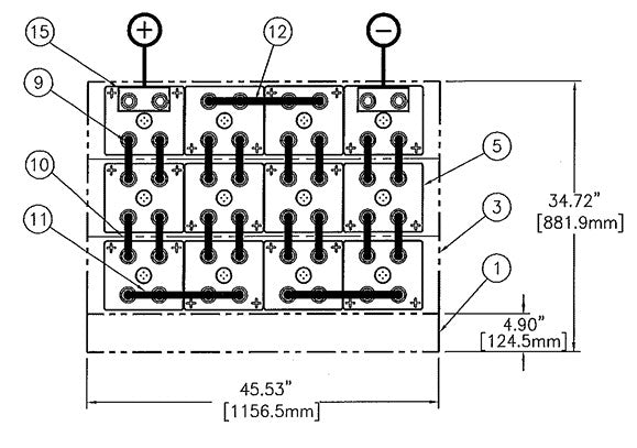 C&D msEndur II AT-27P 24V 1560Ah @ 8 Hr Rate 1.300 SPG 1-Stack 4W x 3H PTL NTR Battery System