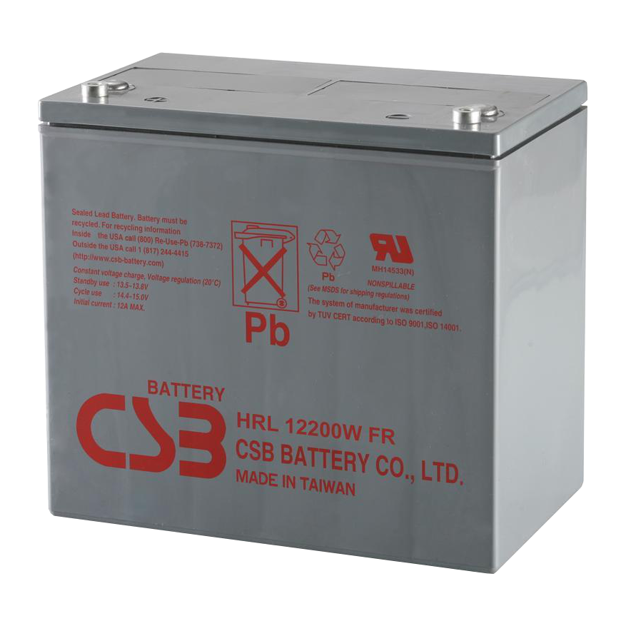CSB Battery High Rate Long Life 12V 200WPC @ 15 Min Rate Flame Retardant Top Terminal AGM VRLA Battery