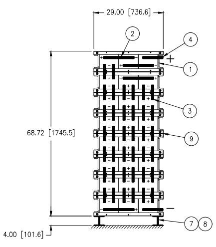 Stryten E-Series Absolyte AGP 100G21 48V 1000 Ah @ 8 Hr Rate 1-Stack 3W x 8H PTR NBR FR Low Rate Battery System
