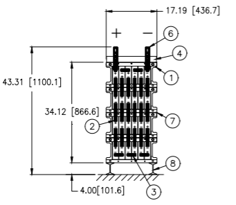 Stryten E-Series Absolyte AGP 50G05 48V 104 Ah @ 8 Hr Rate 1-Stack 6W x 4H PTL NTR FR Low Rate Battery System w/ Top Vertical Terminations
