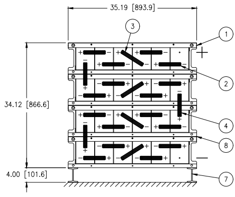 Stryten E-Series Absolyte AGP 50G13 48V 312 Ah @ 8 Hr Rate 1-Stack 6W x 4H PTR NBR FR Low Rate Battery System