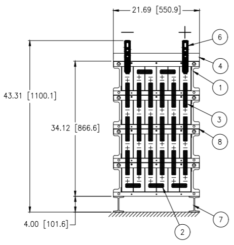 Stryten E-Series Absolyte AGP 50G07 48V 152 Ah @ 8 Hr Rate 1-Stack 6W x 4H PTR NTL FR Low Rate Battery System w/ Top Vertical Terminations