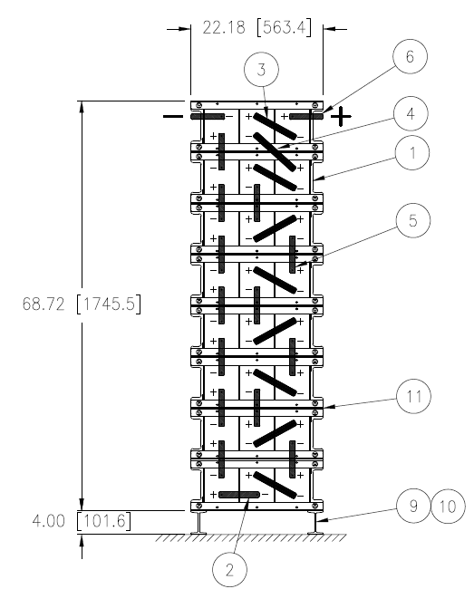 Stryten E-Series Absolyte AGP 100G15 48V 696 Ah @ 8 Hr Rate 1-Stack 3W x 8H PTR NTL FR Low Rate Battery System