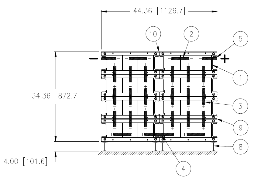 Stryten E-Series Absolyte AGP 100G15 48V 696 Ah @ 8 Hr Rate 2-Stack 3W x 4H PTR NTL FR Low Rate Battery System