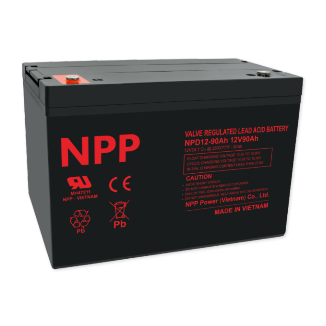 NPPower NPD Deep Cycle Series 12V 90Ah @ 8 Hr Rate 1.300 SPG ABS-FR AGM VRLA Battery