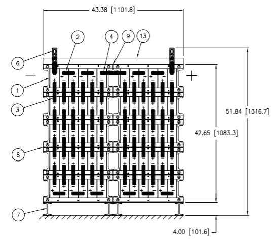 Stryten E-Series Absolyte AGP 50G07 120V 152 Ah @ 8 Hr Rate 2-Stack 6W x 5H PTR NTL FR Medium Rate Battery System w/ Top Vertical Terminations