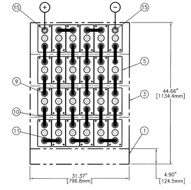 C&D msEndur II AT-11P 48V 600Ah @ 8 Hr Rate 1.300 SPG 1-Stack 6W x 4H PTL NTR Battery System