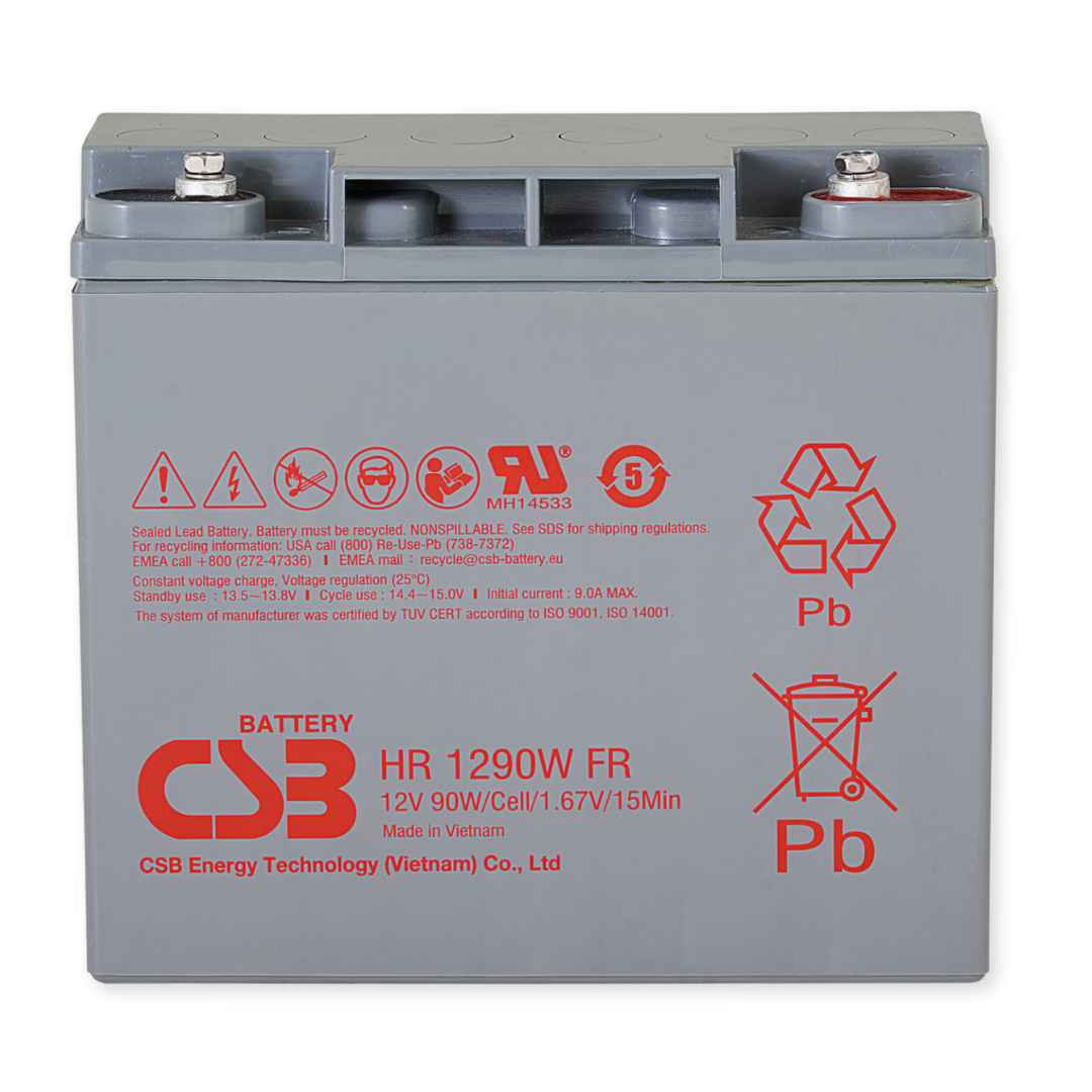 CSB Battery High Rate 12V 90WPC @ 15 Min Rate Flame Retardant Top Recessed Terminal AGM VRLA Battery