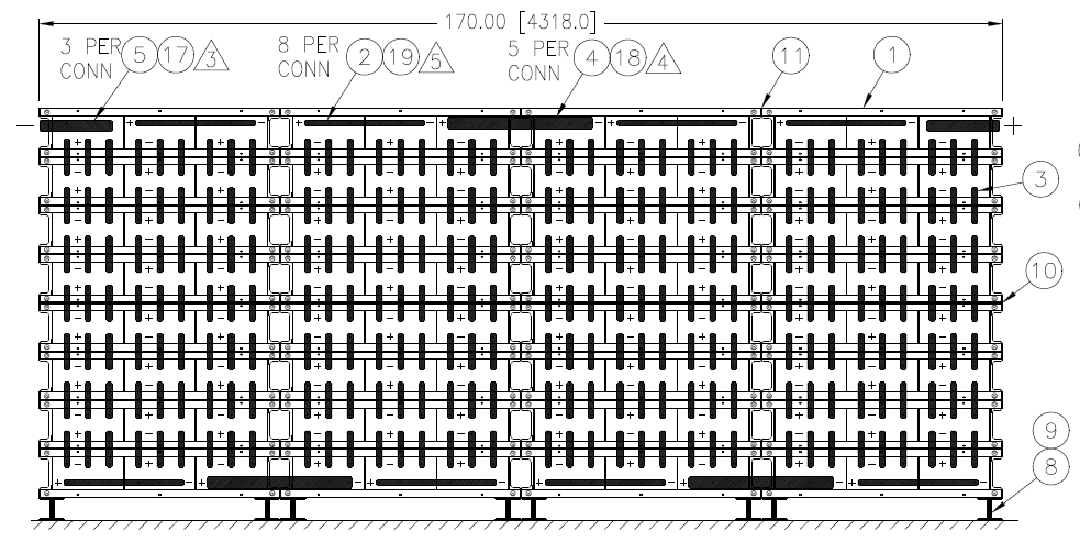 Stryten E-Series Absolyte AGP 100G33 192V 1600 Ah @ 8 Hr Rate 4-Stack 3W x 8H PTR NTL High Rate Battery System